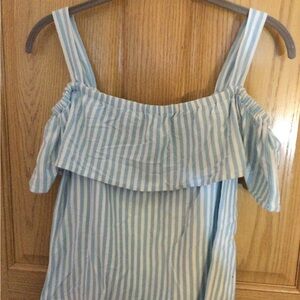 Blue Striped Off-Shoulder Top